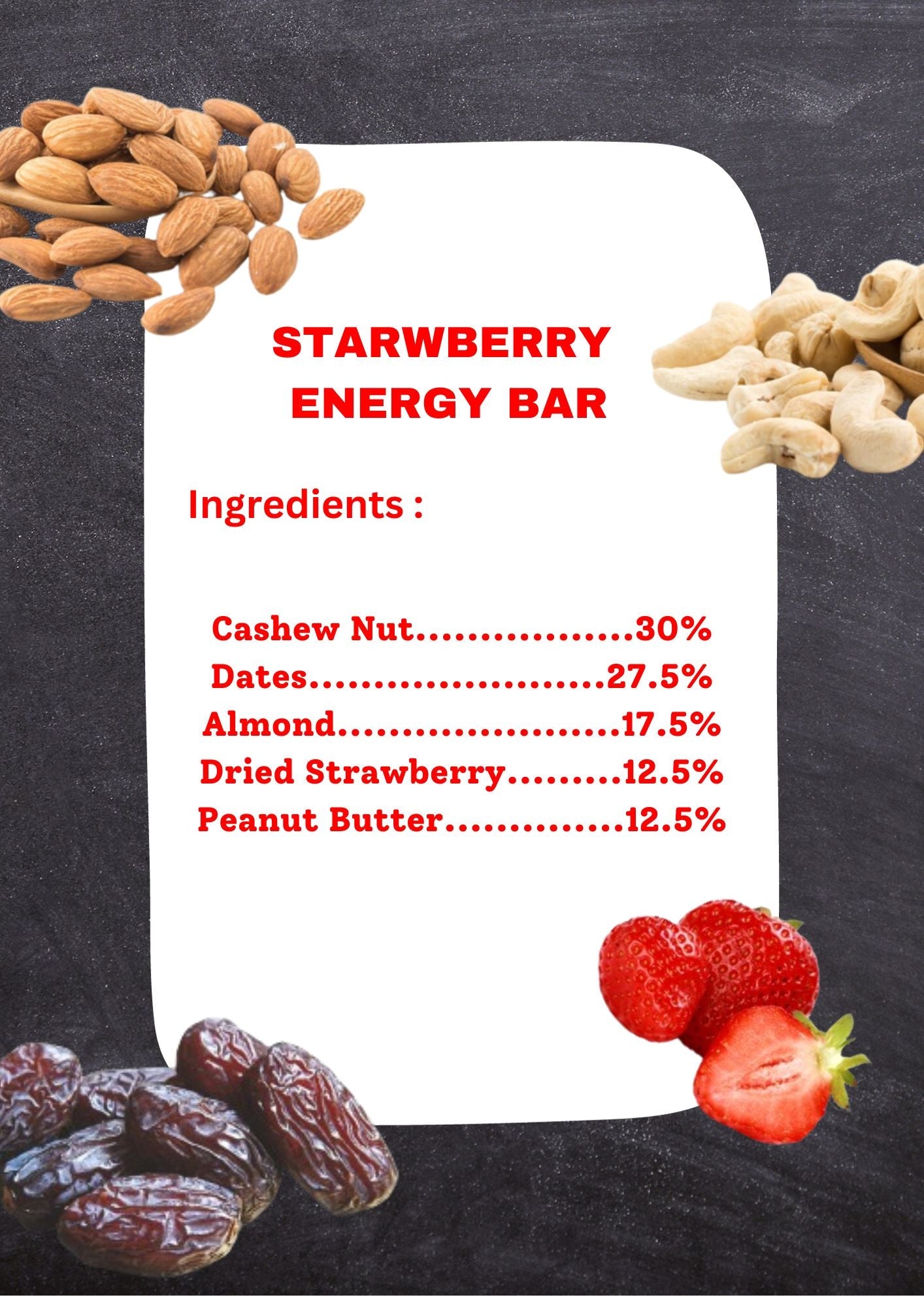 Strawberry Energy Bars - Box of 5