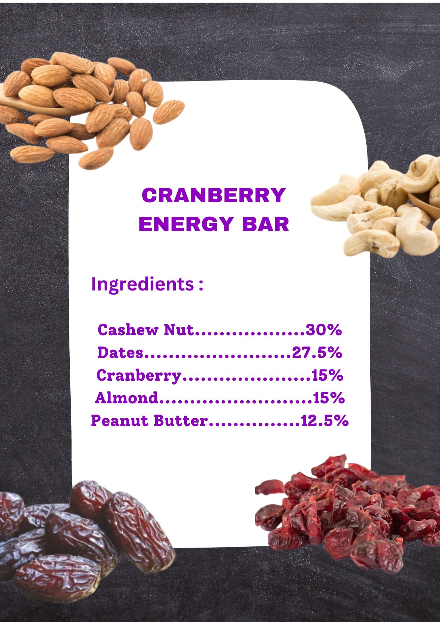 Cranberry Energy Bar - Box of 10