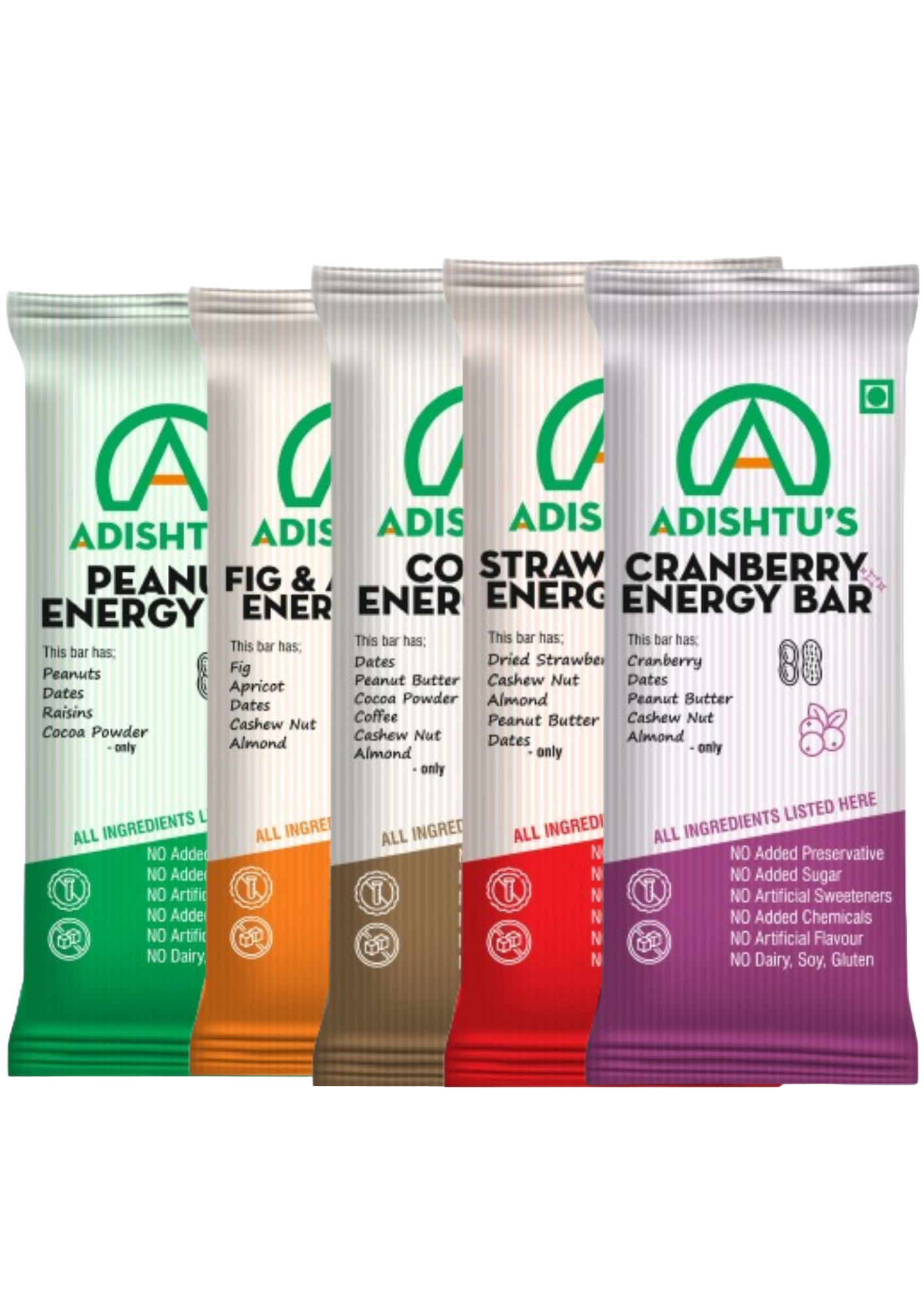 Mixed Pack of Energy Bars - Box of 5